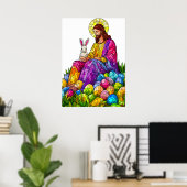 Festgestelltes Glas Jesus Ostereier Poster (Heimbüro)