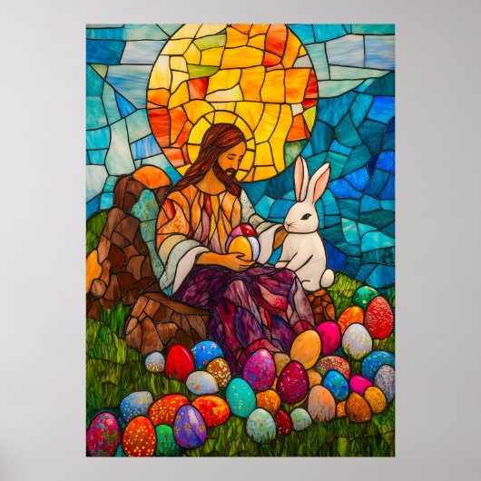 Festgestelltes Glas Jesus Ostereier Poster (Vorne)