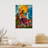 Festgestelltes Glas Jesus Ostereier Poster (Küche)