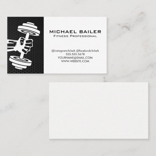 Festhalten des Dumbell | FITNESS Visitenkarte (Vorne/Hinten)