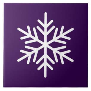 Festhaltenweißer Schneeflocken auf Lila Tief Fliese
