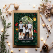 Festiday Green & Gold Elegante Familie Feiertagskarte