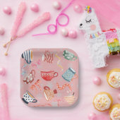 Festiges traditionelles Muster Design rosa rot bla Pappteller (Party)