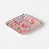 Festiges traditionelles Muster Design rosa rot bla Pappteller (Gewinkelt)