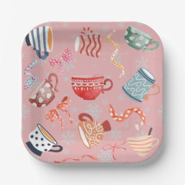 Festiges traditionelles Muster Design rosa rot bla Pappteller