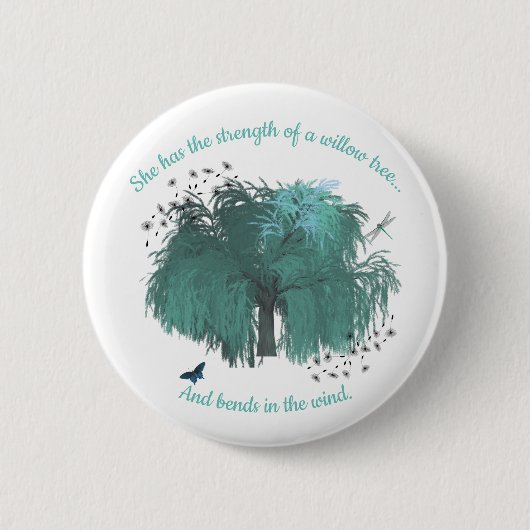 Festigkeit Blumenzitat Inspiration Button (Vorderseite)