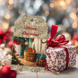 Festisch dekoriertes Zimmer, traditionelle Weihnac Geschenkanhänger