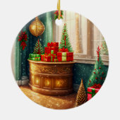 Festisch dekoriertes Zimmer, traditionelle Weihnac Keramik Ornament (Hinten)