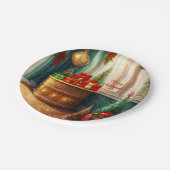 Festisch dekoriertes Zimmer, traditionelle Weihnac Pappteller (Schrägansicht)