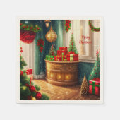 Festisch dekoriertes Zimmer, traditionelle Weihnac Serviette (Vorderseite)