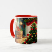 Festisch dekoriertes Zimmer, traditionelle Weihnac Tasse (Vorderseite Links)
