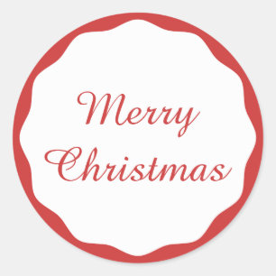 Festitiv Einfach frohe Weihnachten Rote Scallop Bo Runder Aufkleber