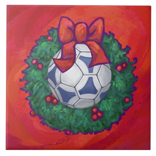 Festitiv Futbal in Wreath on Red Fliese (Vorderseite)