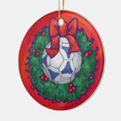 Festitiv Futbal in Wreath on Red Keramik Ornament (Links)
