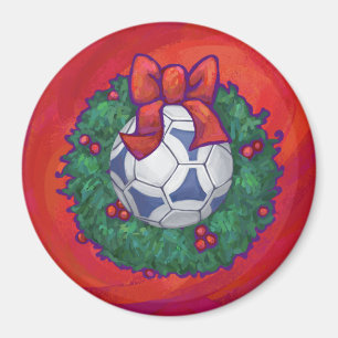 Festitiv Futbal in Wreath on Red Magnet