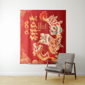 Festival 2024 Dragon Chinesisches Lunar Neujahrsfe Wandteppich (Beispiel)