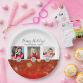 Festival 3 x FOTO Collage Weihnachten Rotes Gold Pappteller (Party)