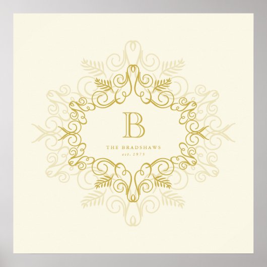 Festival Art Deco Frame Monogram Holiday Poster (Vorne)