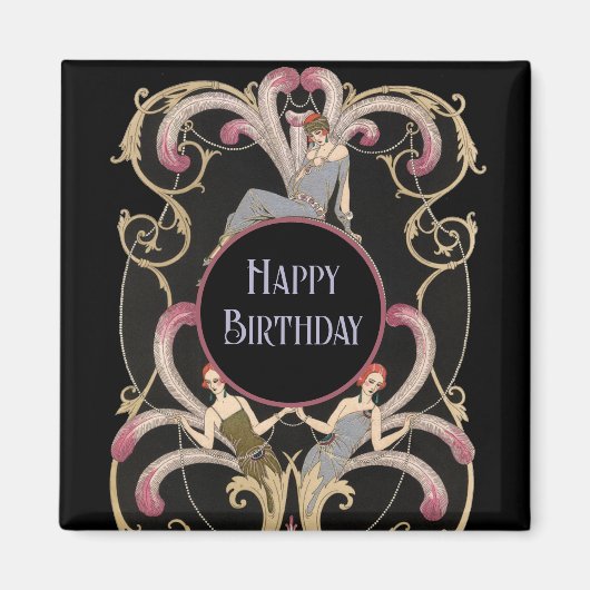 Festival Art Deco Geburtstag Magnet (Vorne)