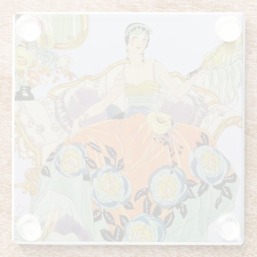 Festival Art Deco Lady Glasuntersetzer (Rückseite)