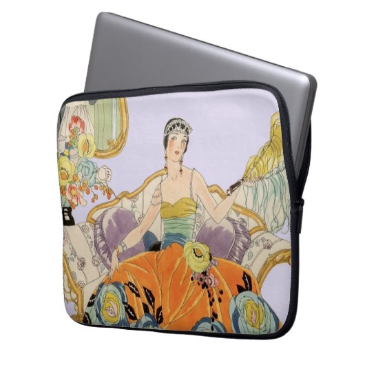 Festival Art Deco Lady Laptopschutzhülle (Vorderseite Links)