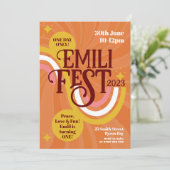 Festival Birthday Boho Groovy Einladung (Stehend Vorderseite)