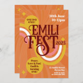 Festival Birthday Boho Groovy Einladung (Vorne/Hinten)