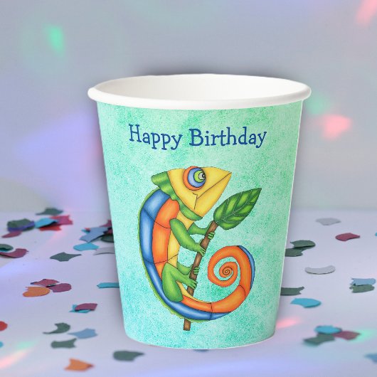 Festival Birthday Lizard Bright Colors Leaf Pappbecher