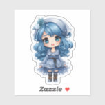 Festival Blue Character Spreading Christmas Cheer Aufkleber<br><div class="desc">Freuen Sie sich auf den Charme eines skurrilen Charakters in festlich blauer Kleidung,  der mit einer delikaten Blume und Schneeflocken geschmückt ist.</div>