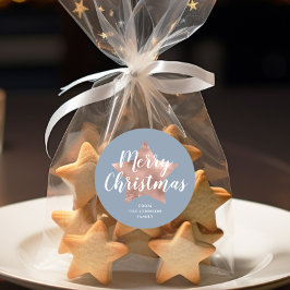 Festival Blue Frohe Weihnachten Runder Aufkleber