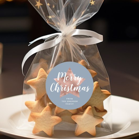 Festival Blue Frohe Weihnachten Runder Aufkleber