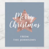 Festival Blue Frohe Weihnachten Weinetikett (Einzelnes Label)