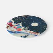 Festival Blue Winter Snow Village Pappteller (Schrägansicht)