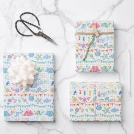 Festival-Camping auf Gingham Geschenkpapier Set