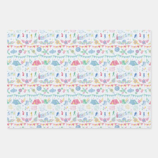 Festival Camping On Gingham Geschenkpapier Set (Vorderseite)
