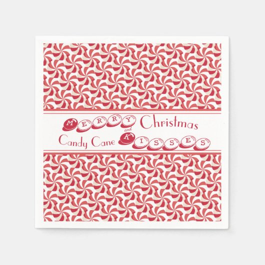 Festival Candy Cane Kisses in 3D Weihnachten Napki Serviette (Vorderseite)