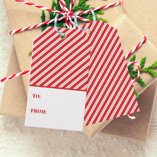 Festival Candy Cane Strip Christmas Red White Geschenkanhänger