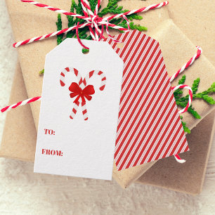 Festival Candy Cane Strip Christmas Red White Geschenkanhänger