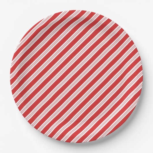 Festival Candy Cane Strip Christmas Red White Pappteller (Vorderseite)