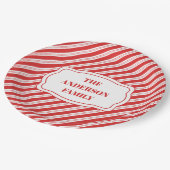 Festival Candy Cane Strip Christmas Red White Pappteller (Schrägansicht)