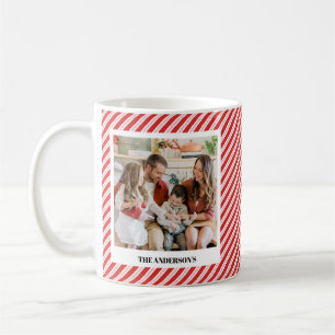 Festival Candy Cane Striped Christmas Red Foto Kaffeetasse