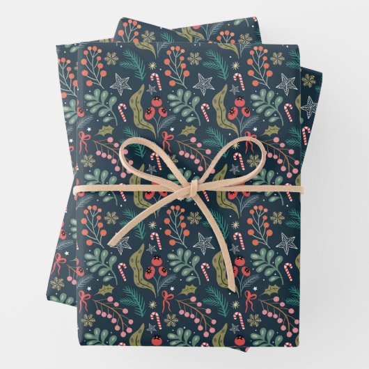 Festival Candy Cane und Holly Pattern Geschenkpapier Set (Beispiel)