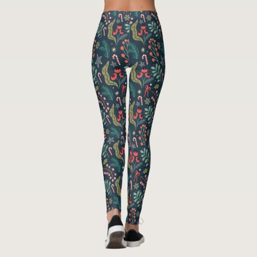 Festival Candy Cane und Holly Pattern Leggings (Rückseite)