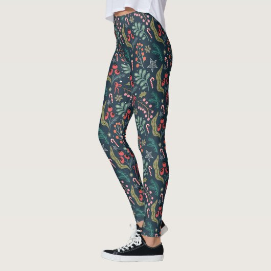 Festival Candy Cane und Holly Pattern Leggings (Links)