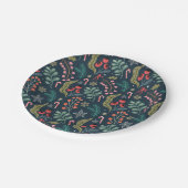 Festival Candy Cane und Holly Pattern Pappteller (Schrägansicht)