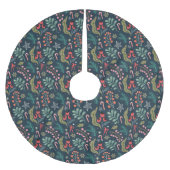 Festival Candy Cane und Holly Pattern Polyester Weihnachtsbaumdecke (Vorderseite)