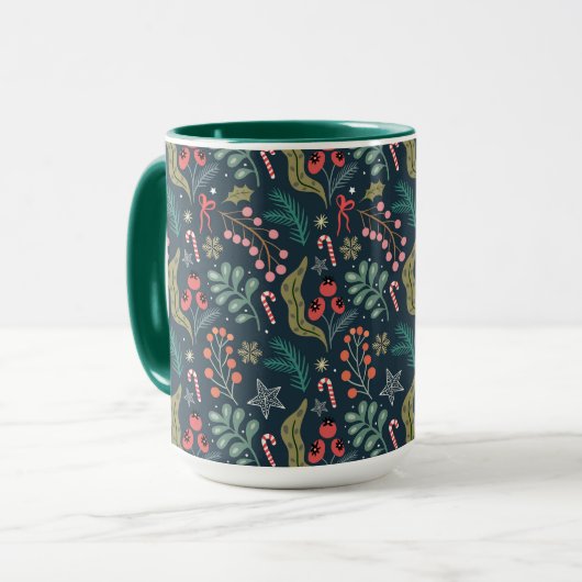 Festival Candy Cane und Holly Pattern Tasse (Vorderseite Links)
