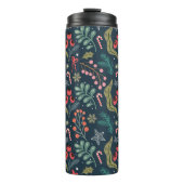 Festival Candy Cane und Holly Pattern Thermosbecher (Vorderseite)