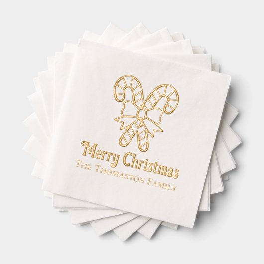 Festival Candy Canes Frohe Weihnachtsnamen Servietten Mit Folie (Insitu (Gestapelt))