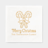 Festival Candy Canes Frohe Weihnachtsnamen Servietten Mit Folie (Vorderseite)